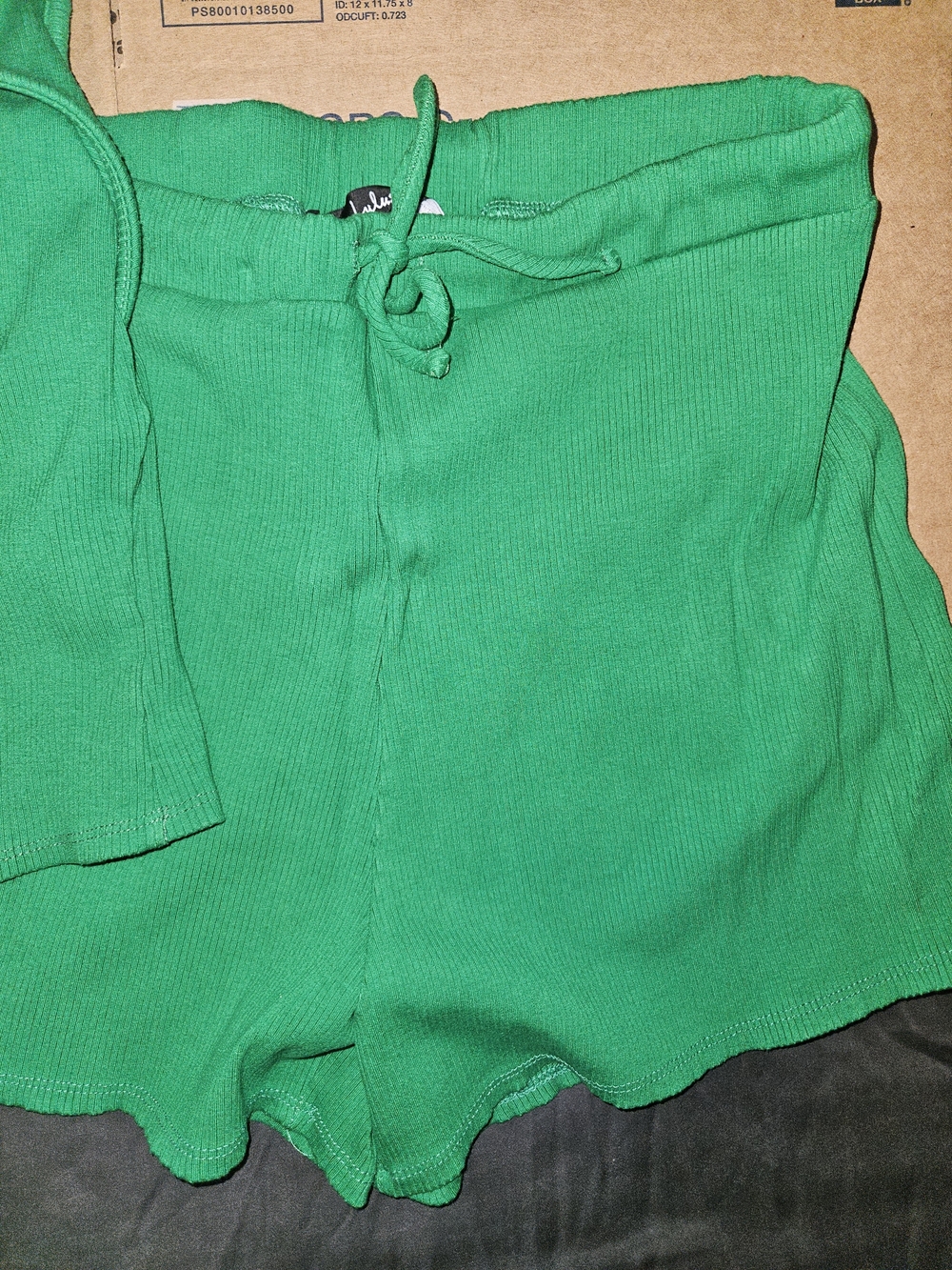 Lulu's Kids Bright Green Ribbed Tank & Drawstring Shorts Matching Set - Picture 4 of 6